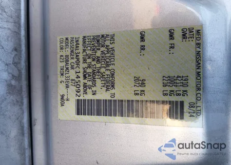 2015 Nissan Altima 2.5 Sv from USA, damaged, VIN 1N4AL3AP0FC145092